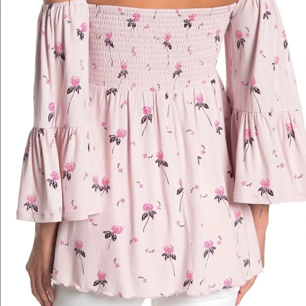 FREE PEOPLE Top Lana Boho Cloud Berry Pink Lavender Gathered Top - Picture 4 of 8